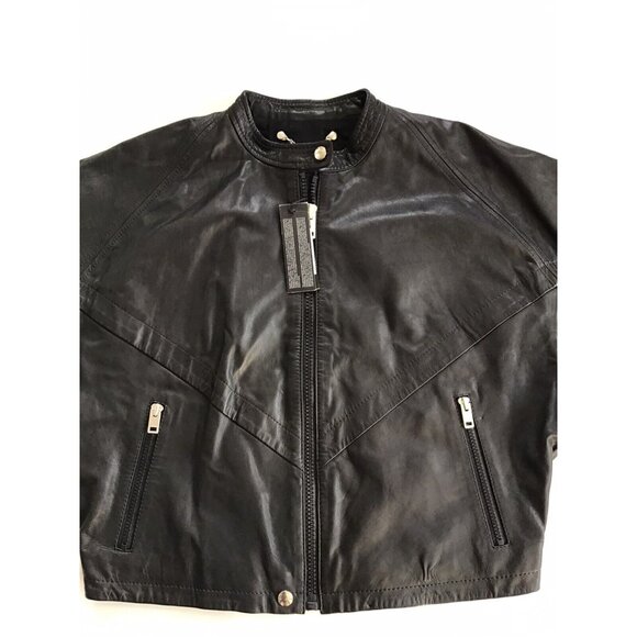 $698 Diesel Women’s Tauri Black Leather Oversized Jacket Size S - Picture 5 of 10
